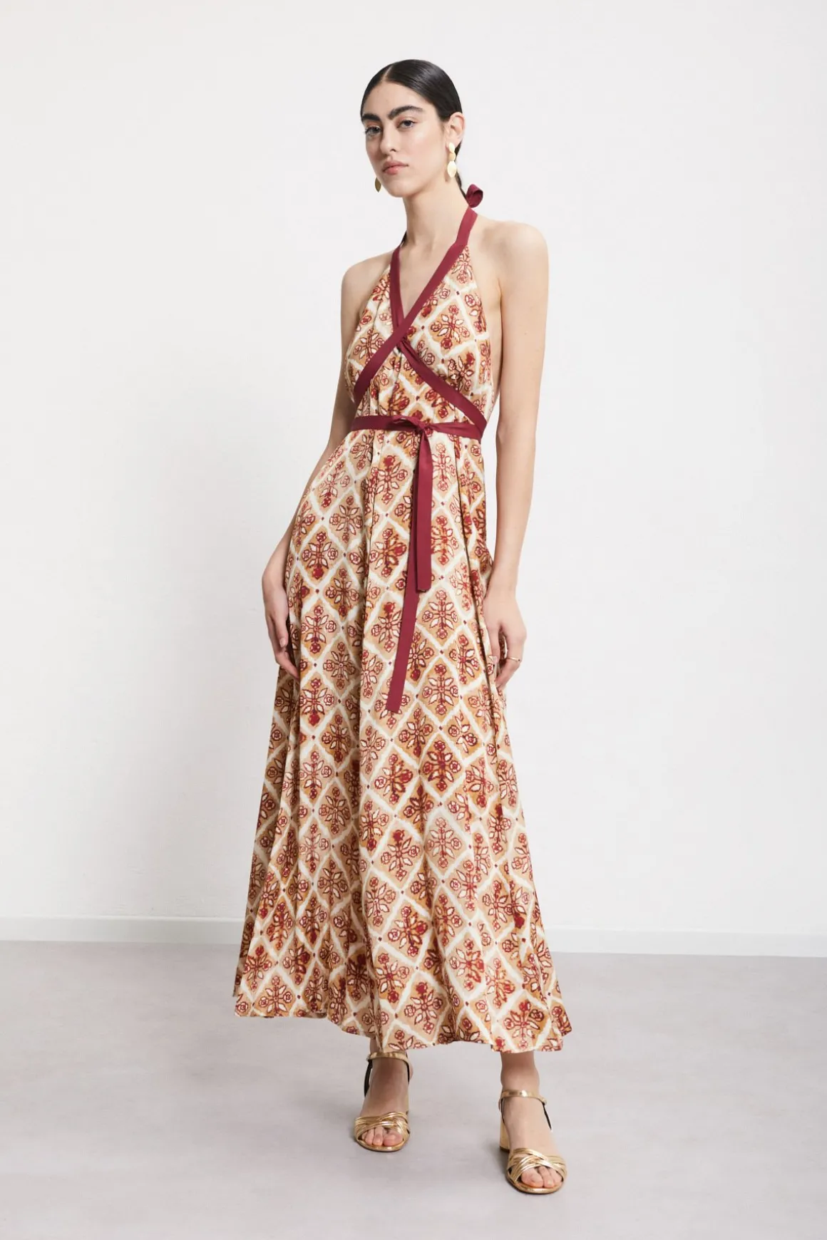 Robe longue en viscose imprimée