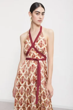 Robe longue en viscose imprimée