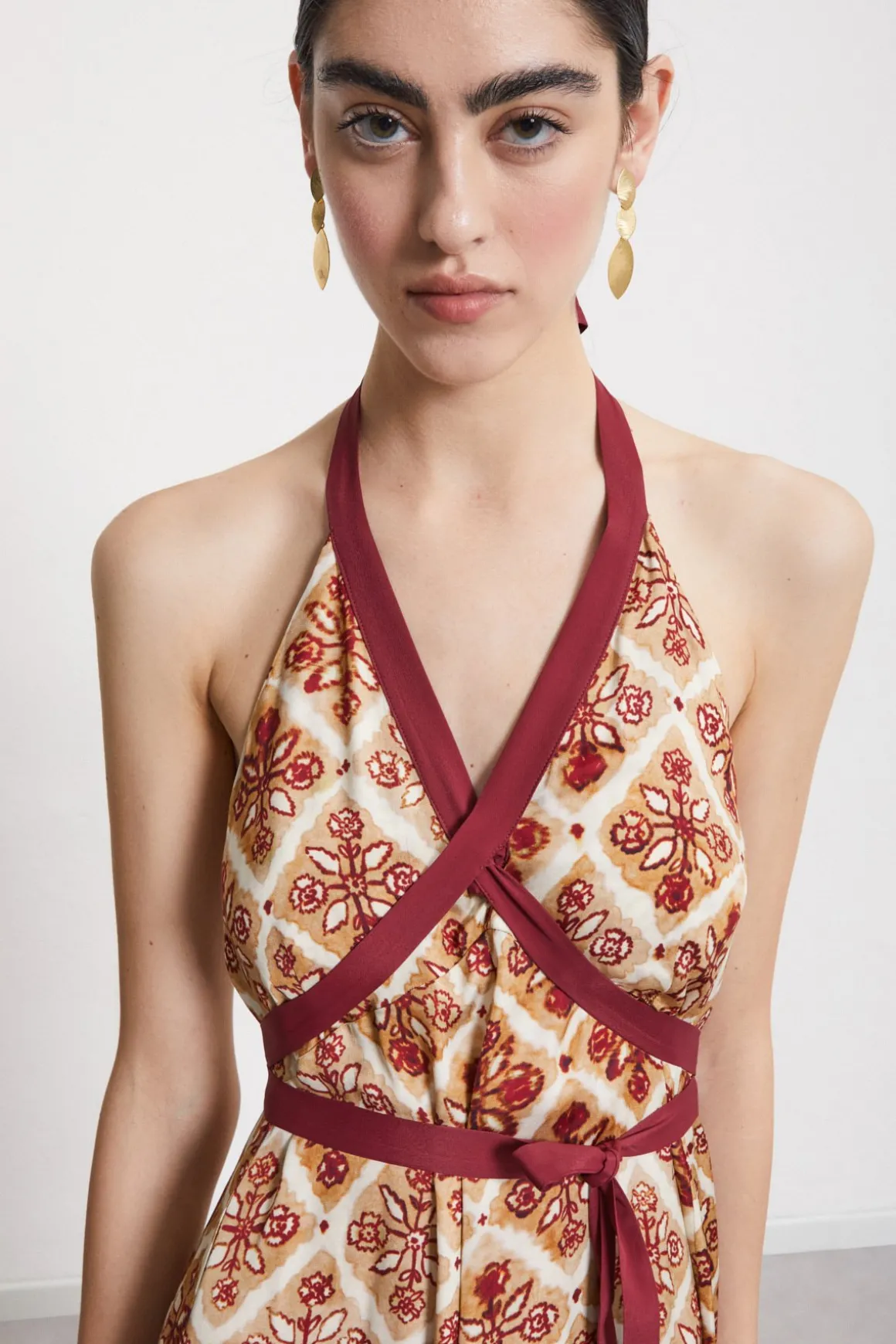 Robe longue en viscose imprimée