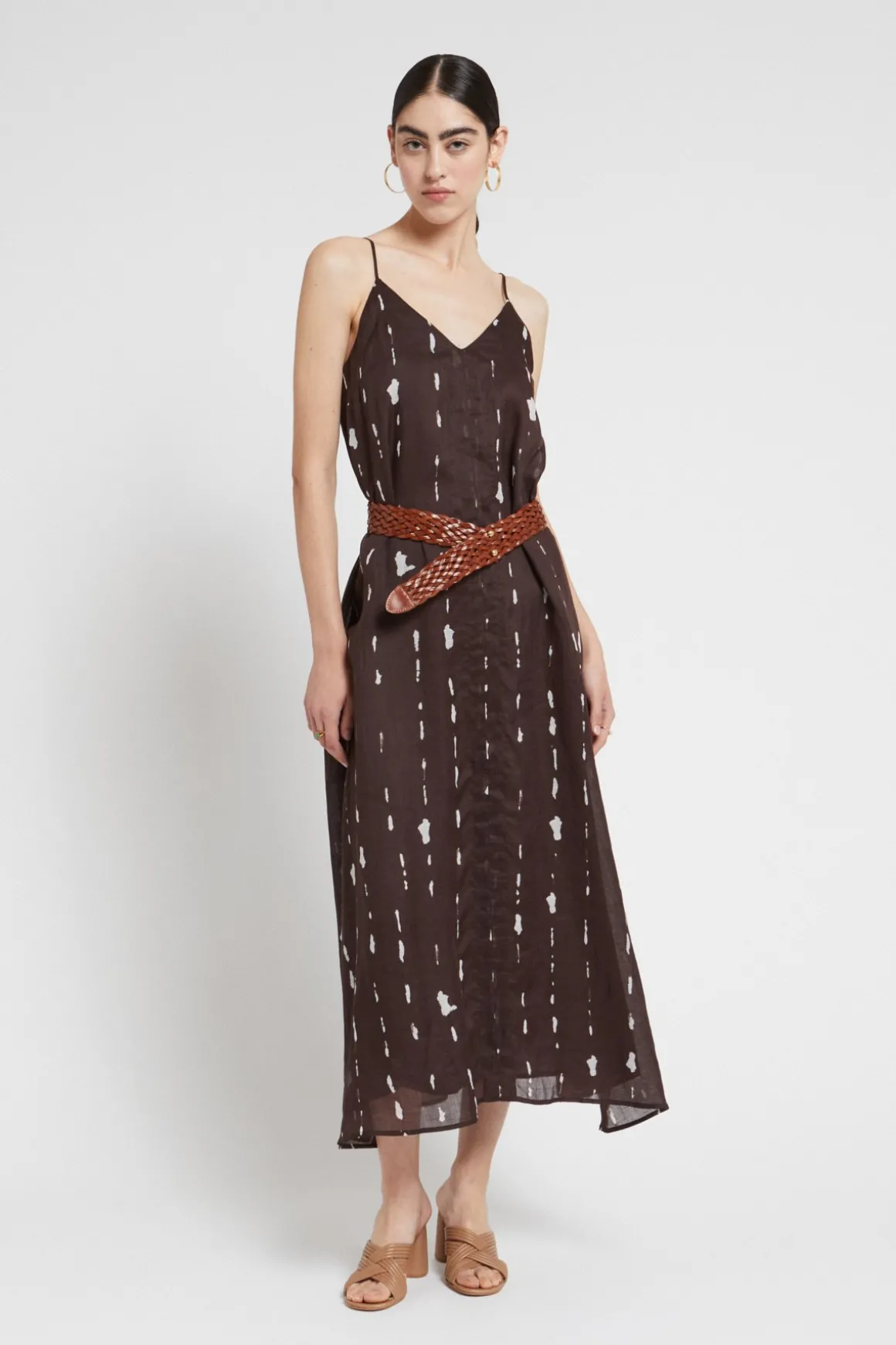 Robe longue imprimée avec ouverture