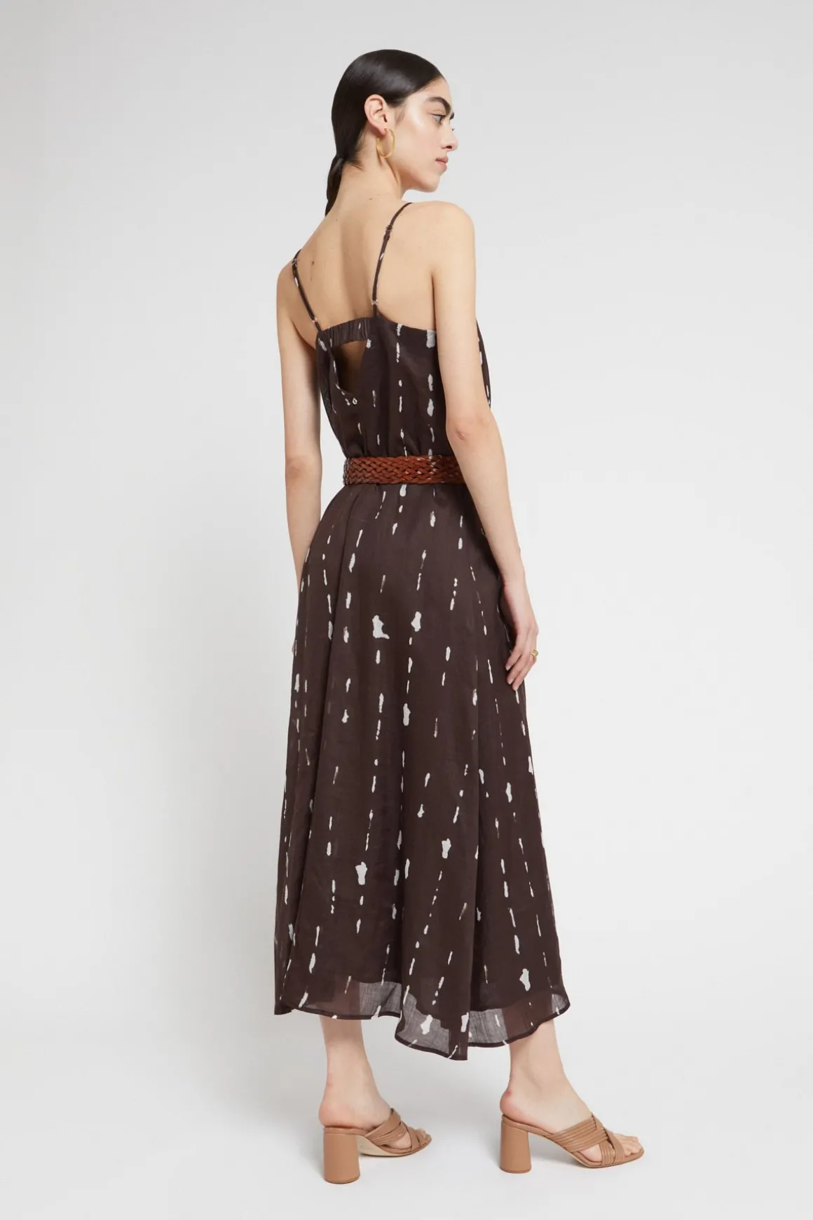 Robe longue imprimée avec ouverture