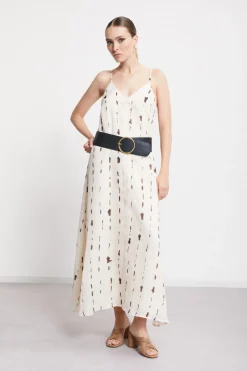 Robe longue imprimée avec ouverture