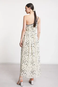 Robe longue épaules asymétriques en viscose