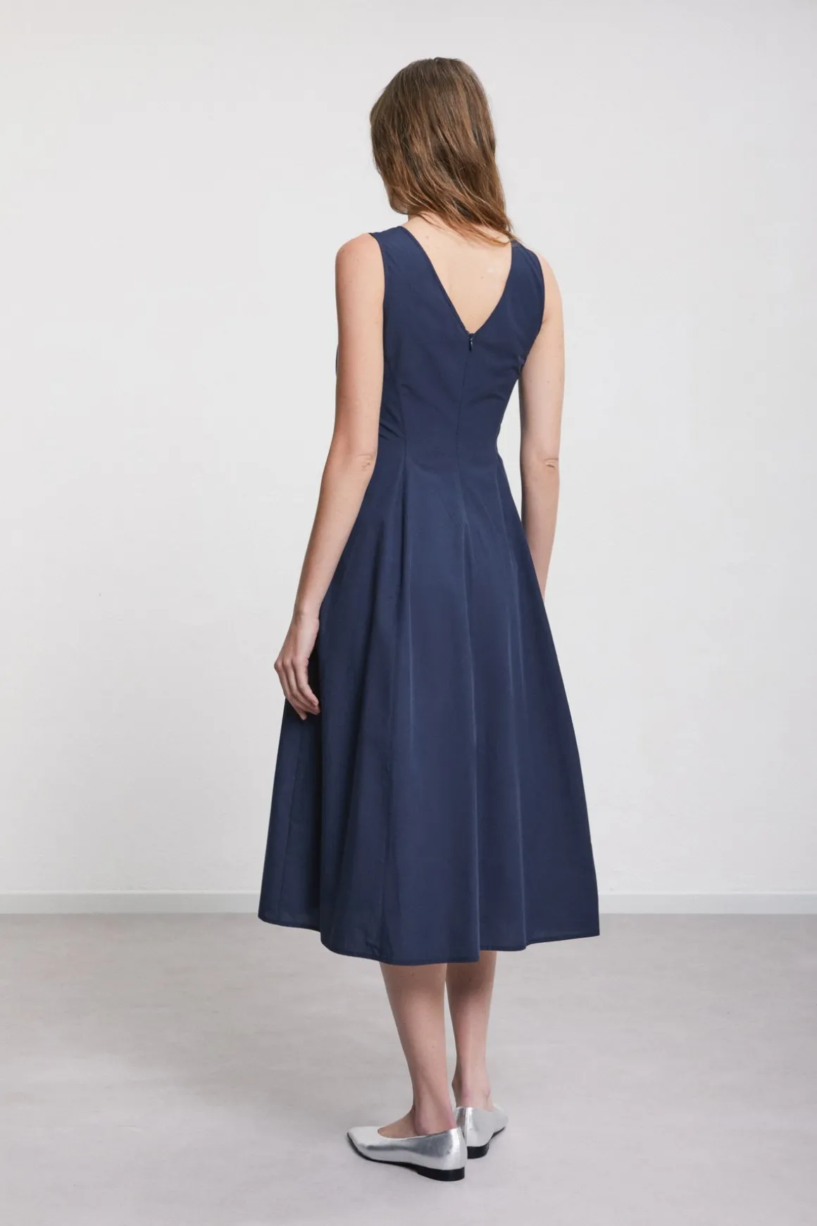 Robe midi en popeline