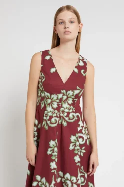 Robe midi en popeline imprimée