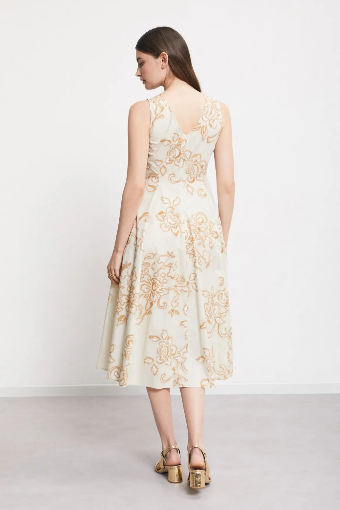 Robe midi en popeline imprimée