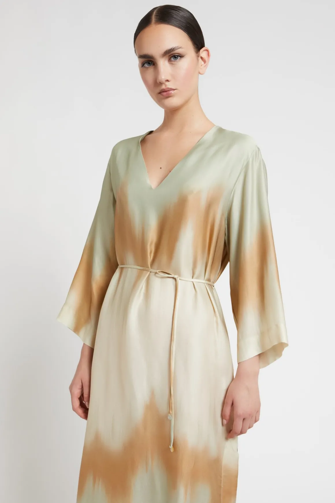 Robe midi en viscose imprimée