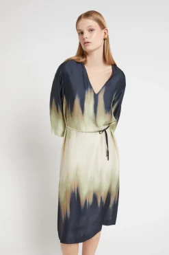Robe midi en viscose imprimée