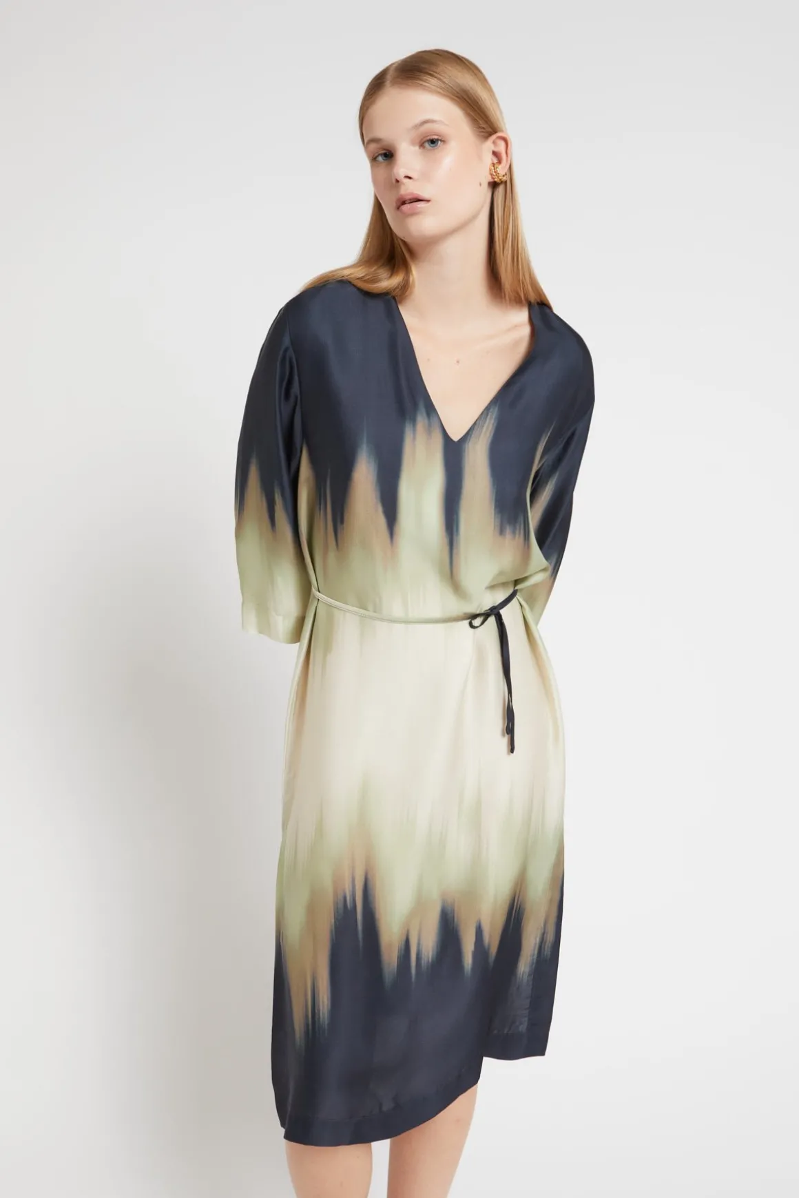 Robe midi en viscose imprimée