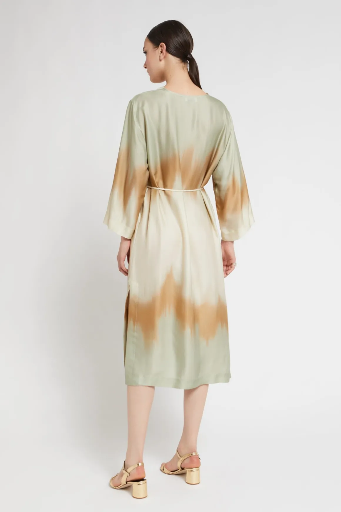 Robe midi en viscose imprimée