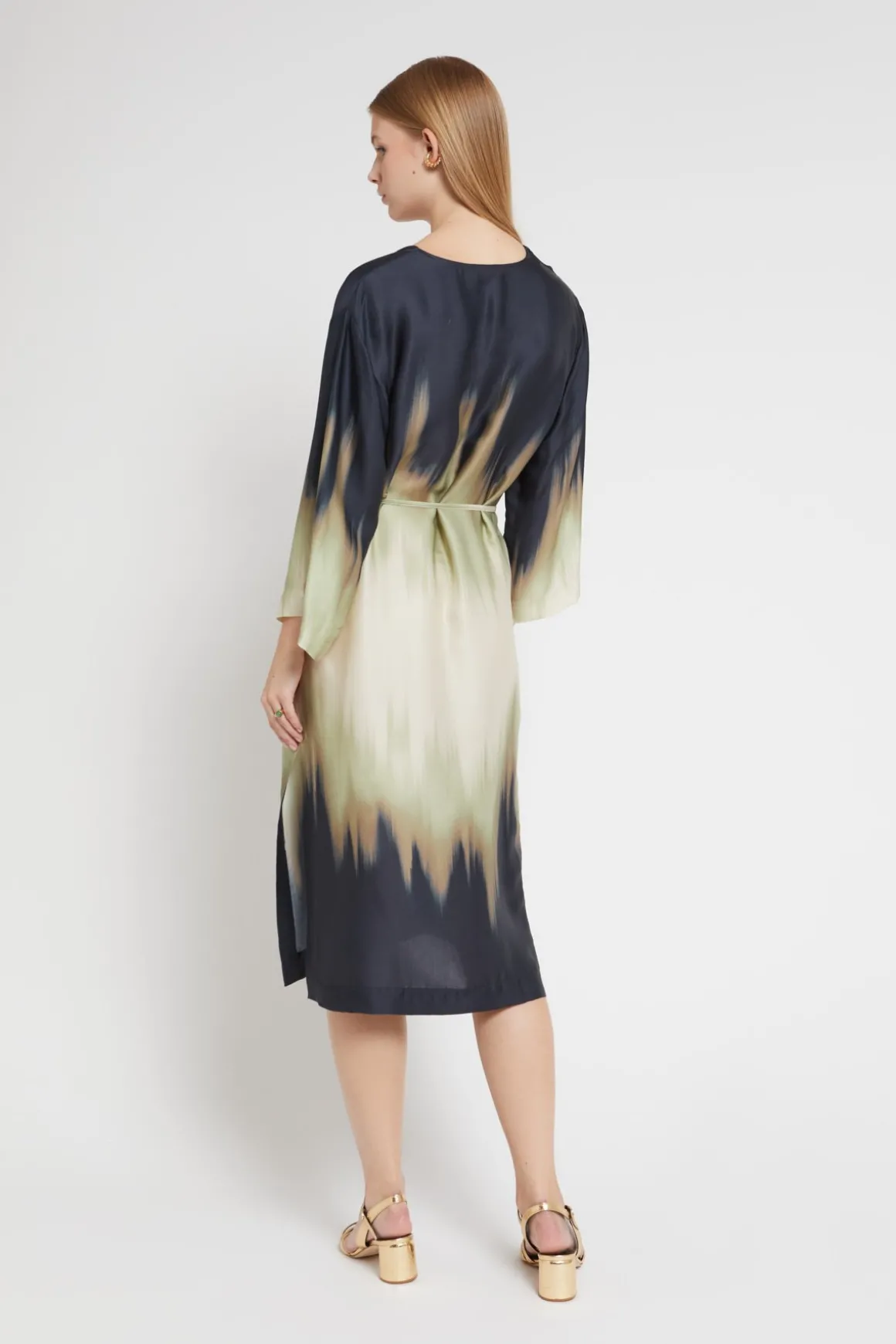 Robe midi en viscose imprimée