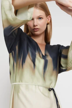 Robe midi en viscose imprimée