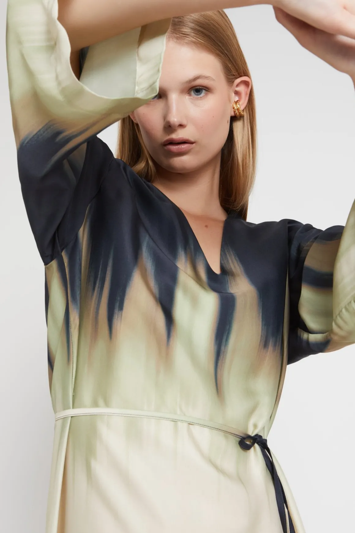 Robe midi en viscose imprimée
