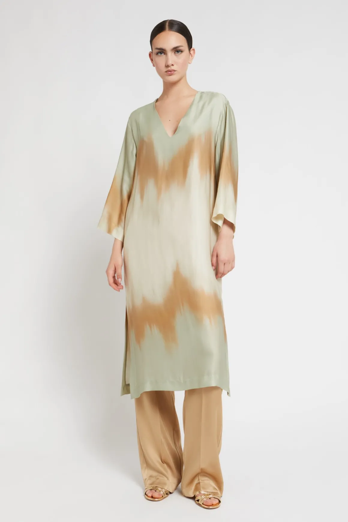 Robe midi en viscose imprimée