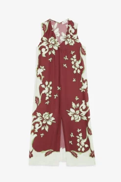 Robe midi en viscose imprimée