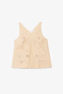 Top en coton avec broderie à oeillets
