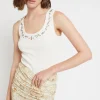 Top en jersey avec pierres serties
