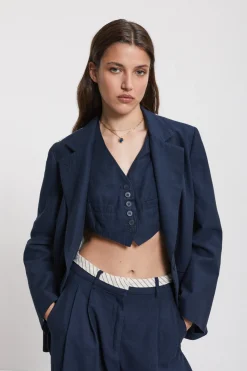 Veste en lin en double tissu