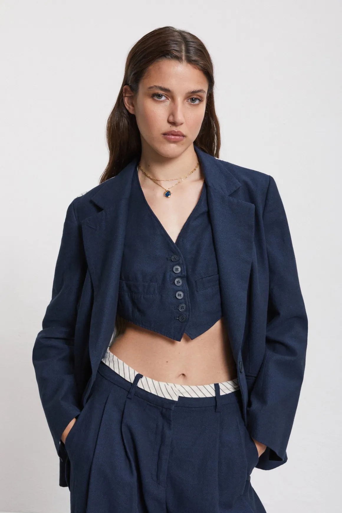 Veste en lin en double tissu