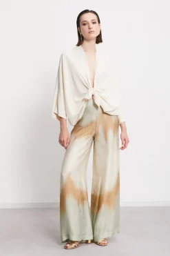 Veste kimono en soie mélangée