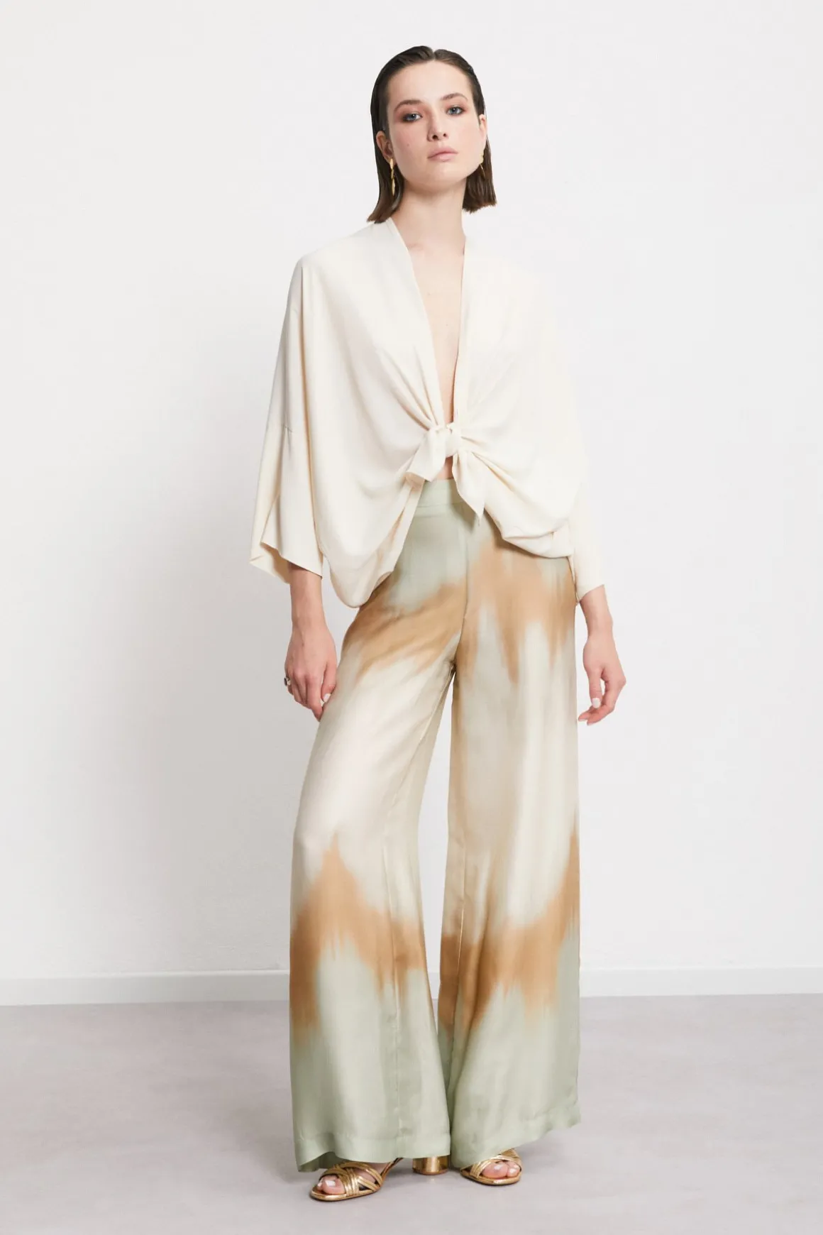Veste kimono en soie mélangée