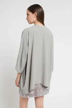 Veste kimono en soie mélangée