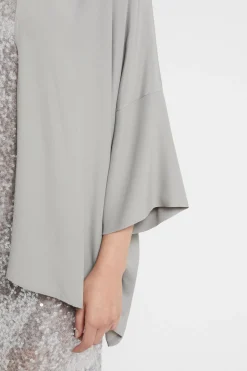 Veste kimono en soie mélangée