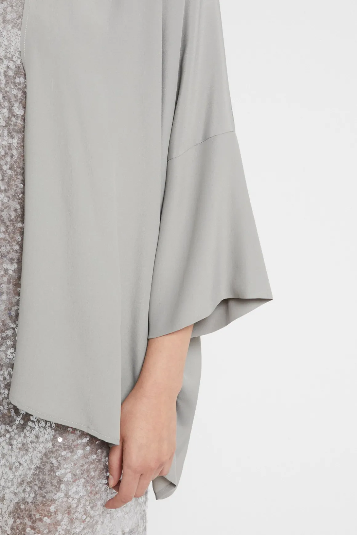 Veste kimono en soie mélangée